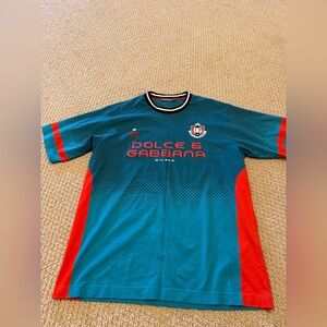 Dolce & Gabbana Teal Tee with Red Accents